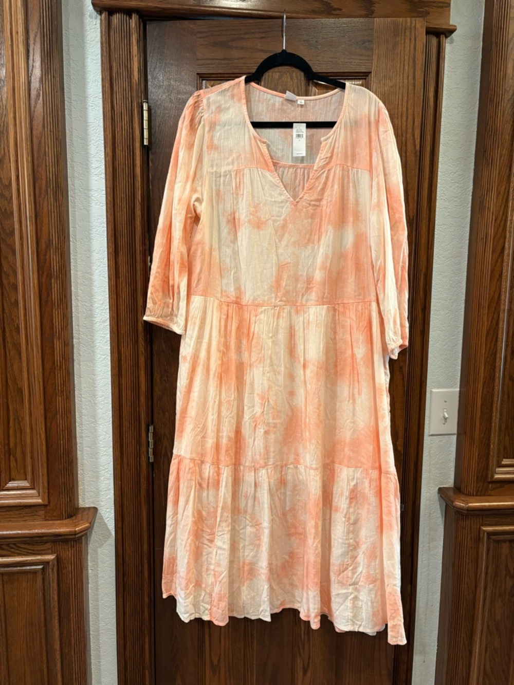 GAP Cotton Dress L tiered peach ivory - Picture 3 of 12